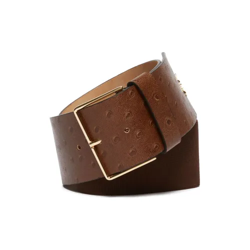 MaxMara Ostrich с принтом кожа ремни застежка-булавка женский коричневый ширина 6 см