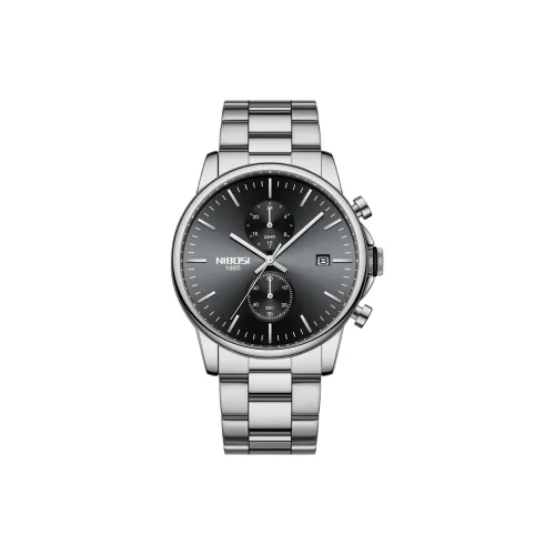 NIBOSI 1985 Кварцевый механизм ремешок из нержавеющей стали часы для мужчин черный циферблат