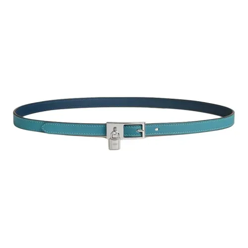HERMES Двойной дизайн с обеих сторон плавная застежка кожаные ремни женские синий ширина 1,5 см