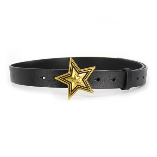 PISHUSHU Luxe Индивидуальная Звезда Застежка на кнопки Джинсы Юбка Коровья кожа Ремни Женские Черный Ширина 2,5CM