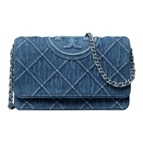 TORY BURCH Fleming Denim с кожей Nappa Сумка через плечо Кошелек Женские Джинсовый синий