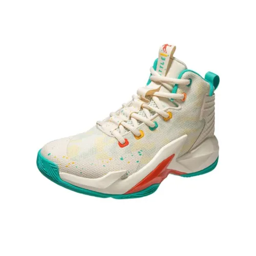 QIAODAN Slip-resistant Abrasion-resistant MID Топ Баскетбольные кроссовки Мужские Желтый Зеленый