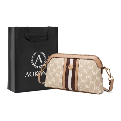 AOKANG Сумка из ПВХ Квадратная Сумка через плечо Женская Кофейно-коричневая Кремово-абрикосовая