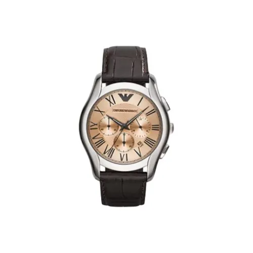 EMPORIO ARMANI Мужские часы Кварцевый механизм Кожаный ремешок 44 мм Коричневый циферблат Часы