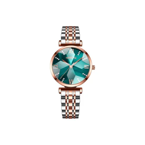 NIBOSI 1985 Кварцевый механизм нержавеющая сталь ремешок женские часы зеленый циферблат модель Ni2529