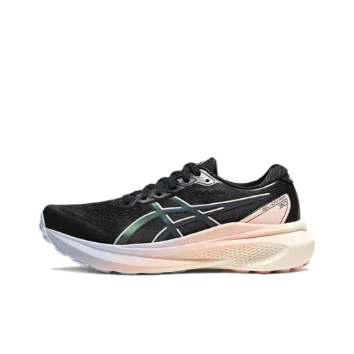 Asics Gel Kayano 30 Амортизация Износостойкий Низкий Топ Беговые кроссовки Женские Черный Зеленый