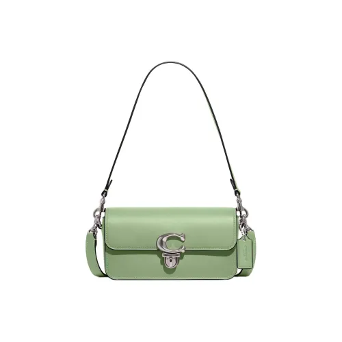 COACH Studio Перчаточная дубленая кожа Портативный Сумка через плечо Сумка на плечо Женская серебряная и Свет Фисташковый