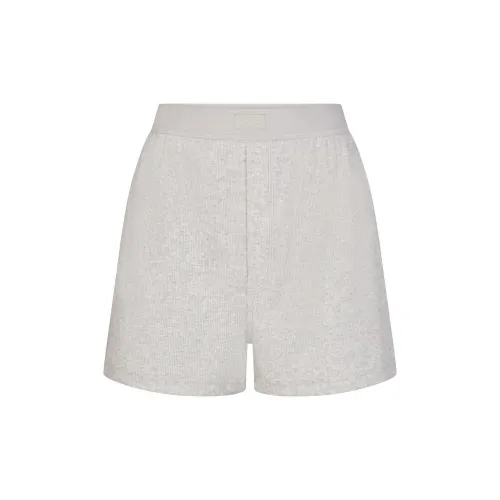 SKIMS Хлопок Rib Loose Boxers Женские 1 Пачка Меланжевый Серый Светлый Фотиния Серый