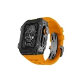 Чёрный корпус, оранжевый ремешок