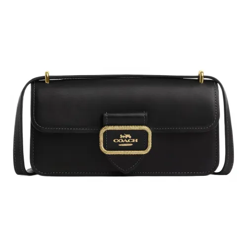 COACH Телячья кожа Сумка-багет Сумка через плечо Маленькая Женская Черная
