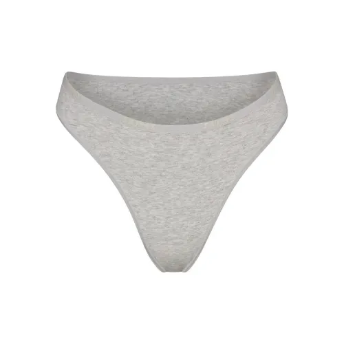 SKIMS COTTON Collection Хлопок Логотип HIGH Нога Бикини Трусы Женские 1 Пачка Светлый Меланжевый GREY Светлый Фотиния Серый