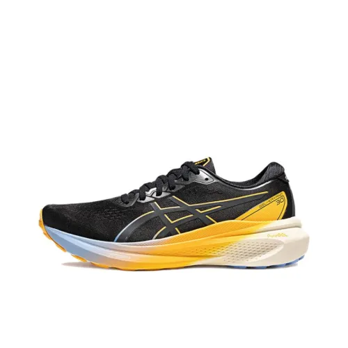 Asics Gel Kayano 30 Амортизация Устойчивость к истиранию Поддержка Низкий Верх Беговые кроссовки Мужские Черный Желтый