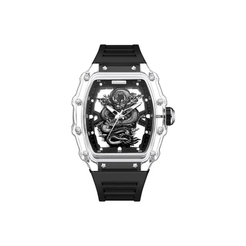 RONMAR Кварцевый механизм силиконовый ремешок мужские часы черный циферблат