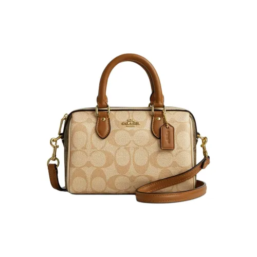 COACH Rowan Покрытый холст Сумка через плечо Сумка Маленькая Женская Светлый хаки