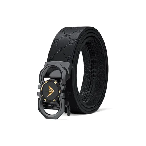 WilliamPOLO Ремни из коровьей кожи Мужской с металлической пряжкой золотой логотип тисненый ремешок ширина 3,5 см