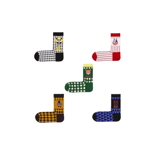 Pan Shijia Носки Crew Унисекс 5 пар Милые Животные