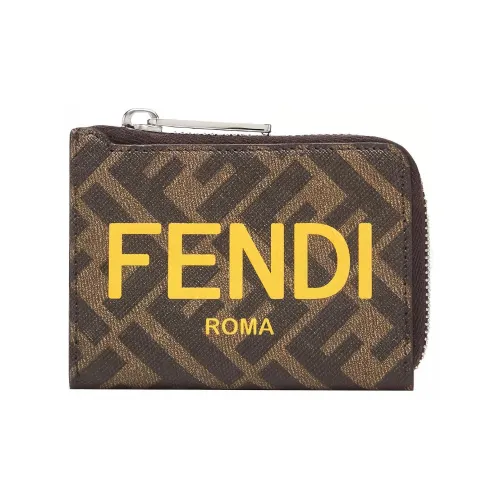 FENDI Кожа Держатель для карт Мужской Коричневый