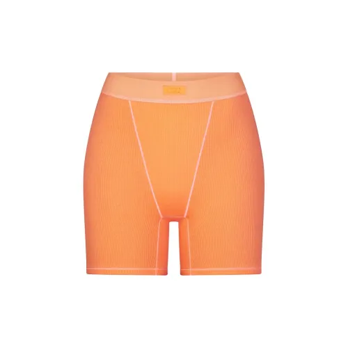 SKIMS COTTON Collection Хлопок Ткань в рубчик Женские боксеры 1 упаковка Абрикос Абрикос