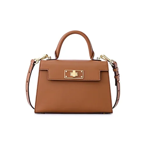 FION Сумка через плечо из коровьей кожи большая женская коричневая