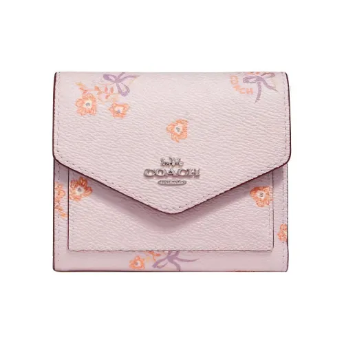 COACH Wyn Покрытие Холст Конверт Сумка Держатель для Карт Кошелек Женский Розовый
