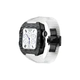 Чёрный корпус, прозрачный ремешок.