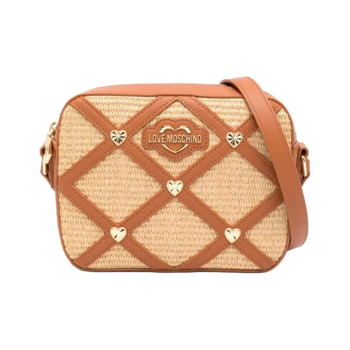 LOVE MOSCHINO Raffia с полиуретаном Camera сумка сумка через плечо плечевая сумка женская карамельный коричневый с светло-бежевым