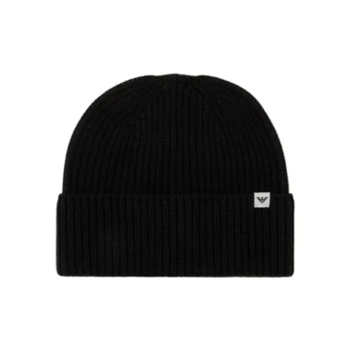 EMPORIO ARMANI Cotton Beanies Men's Black