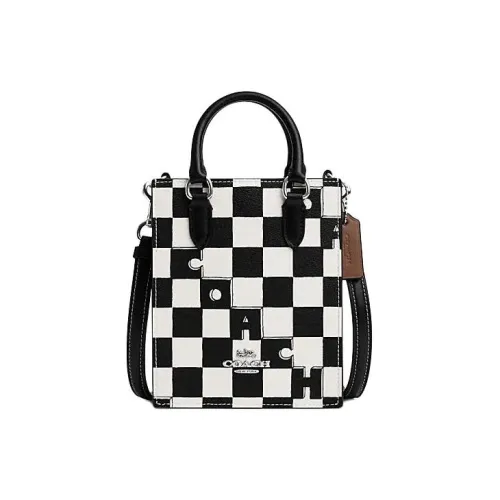 COACH N S Искусственная кожа Тоут Сумка Сумка для покупок Сумка Мини Women's Silver Фурнитура Черный Мел