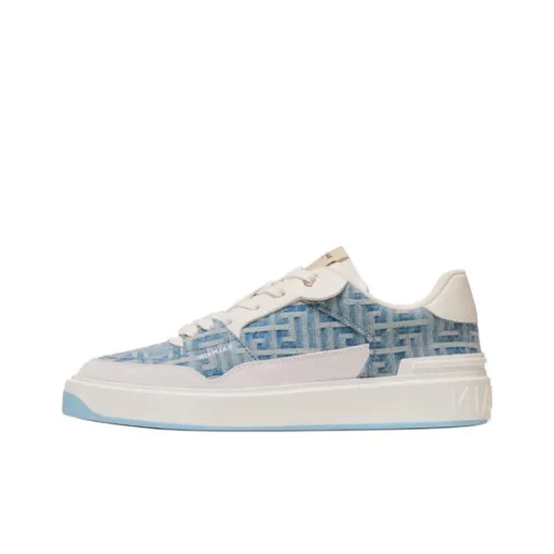 BALMAIN Низкие кроссовки для скейтбординга Женские Белые Синие