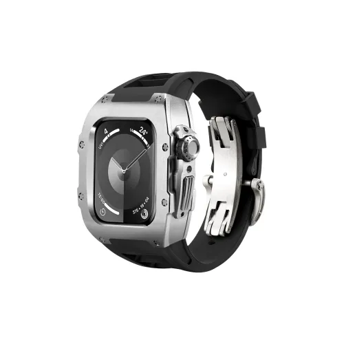 Soul Cool Защитный чехол Apple корпус из нержавеющей стали серебристый корпус ремешок из винила 45 44 мм