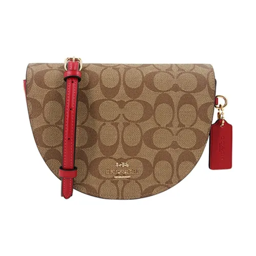 COACH Ellen Холст с кожей PVC Монограмма Седло Сумка Сумка через плечо Маленькая Женская