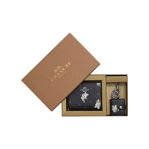 COACH Boxed Холщовая кожа Кошелек Унисекс Черный