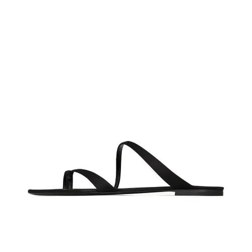 SAINT LAURENT Натуральная кожа шлепанцы женские черные