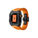 Чёрный корпус, оранжевый ремешок