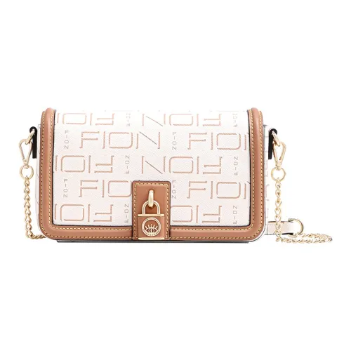FION ПВХ Маленькая Квадратная Сумка Сумка через плечо Маленькая Женская Экрю и КАМЕЛ