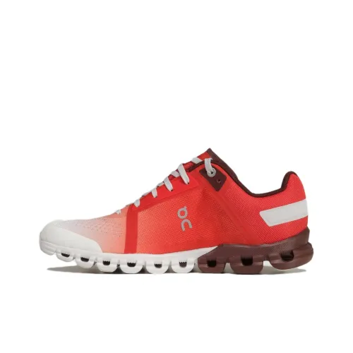 On Cloudflow Амортизация Износостойкие Низкие Кроссовки для Бега Женские Красные Белые