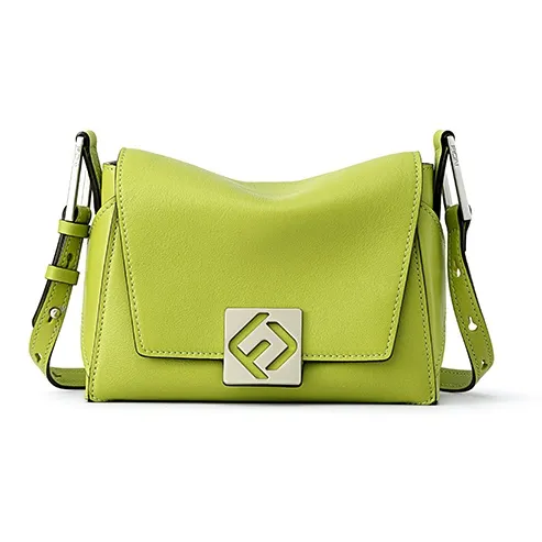 FION Корова Кожа Складная Маленькая Квадратная Сумка Сумка через плечо Сумка на плечо Женская Травяной Зеленый