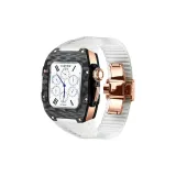 Розово-золотой корпус с прозрачным ремешком