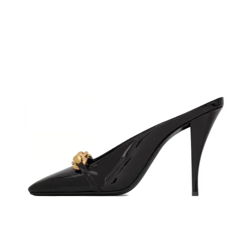 SAINT LAURENT LE MAILLON Домашние тапочки Женские Черный Золотой