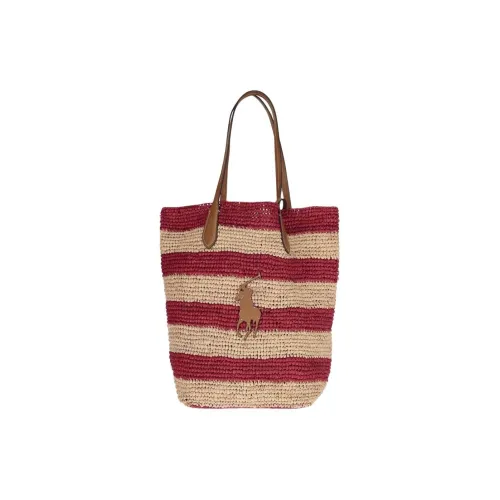 Ralph Lauren Raffia с кожаными вставками сумка через плечо женская естественный и красный