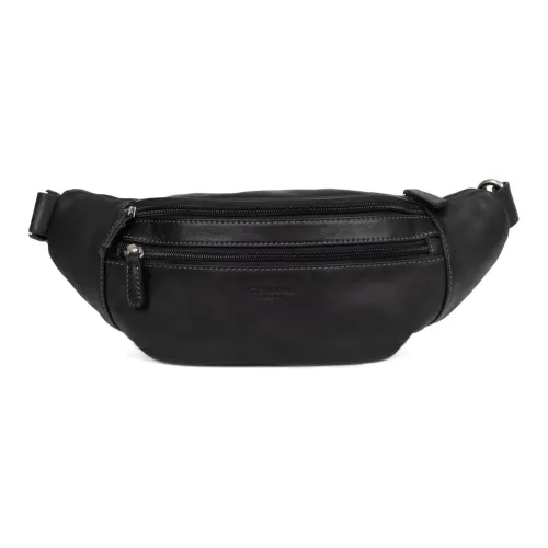 H HEXAGONA Париж Масляная Кожа Бананка Мужская Черная