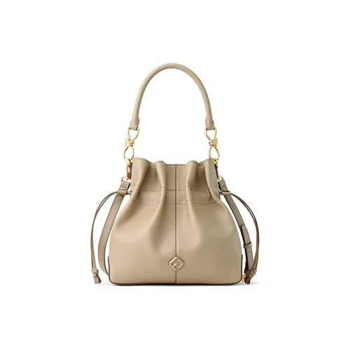 FION Корова Кожа Ведрообразная Сумка Сумка через плечо Сумка среднего размера Женская Кремовый Абрикос