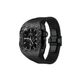 Чёрный корпус, чёрный ремешок.