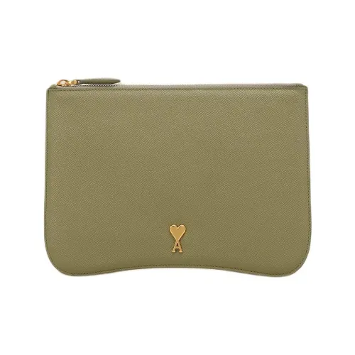 AMIPARIS GRAIN LEATHER Клатч Мужской Оливково-зеленый