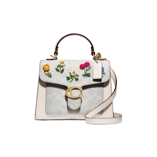 COACH Tabby Покрытый холст с кожаными вставками Сумка Сумка через плечо Сумка через плечо Маленькая Женская Белая