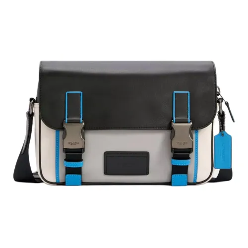 COACH Track Leather Briefcase Postbag Shoulder Bag Small Men's White Black Blue
