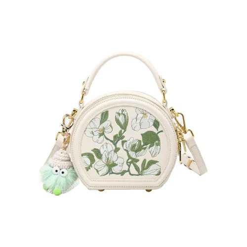 PESASRIE Сумка через плечо из коровьей кожи маленькая круглая сумка сумка на плечо женская цвет экрю