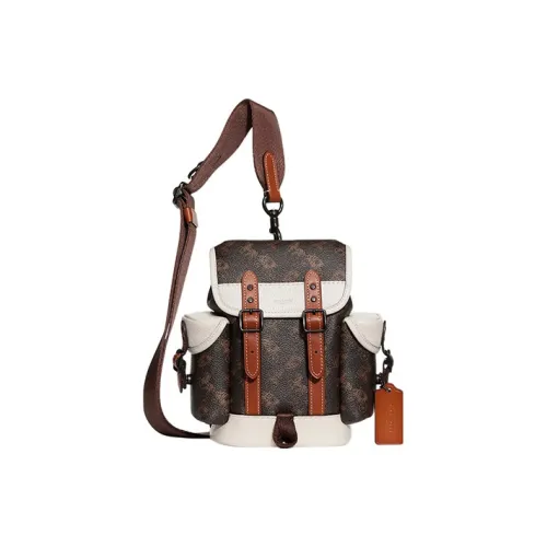 COACH Hitch Коровья кожа с искусственной кожей Рюкзак Сумка через плечо Мини Женская Белый и Коричневый