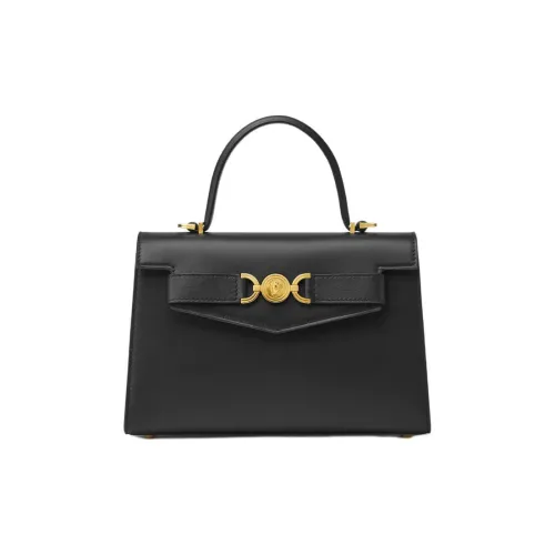 VERSACE Medusa '95 Коровья кожа Сумка через плечо Сумка среднего размера Женская Черный Золотой