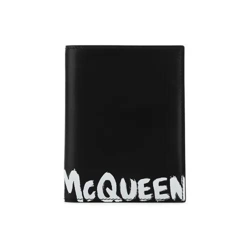 Alexander McQueen Держатель для карт из коровьей кожи кошелек для мужчин черный